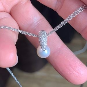 NWOT 14KW Gold 8mm Cultured Pearl w/Diamonds